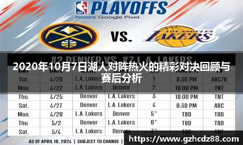 2020年10月7日湖人对阵热火的精彩对决回顾与赛后分析